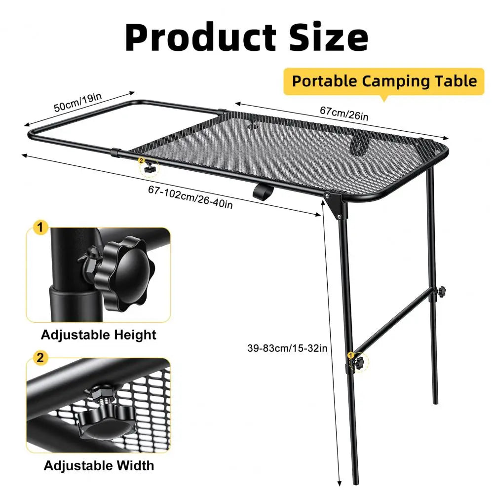 Tire Mount Camping Desk, Adjustable Steel Folding Table for Tailgate