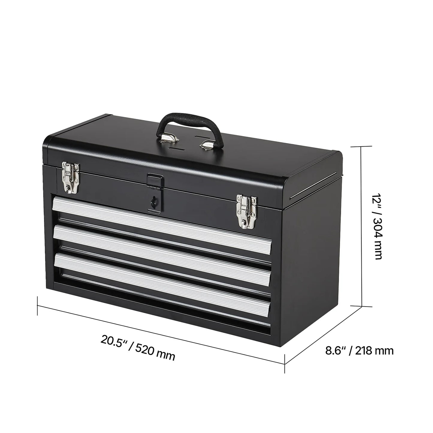 SucceBuy 3-Drawer Metal Tool Box With EVA Liners Organizer