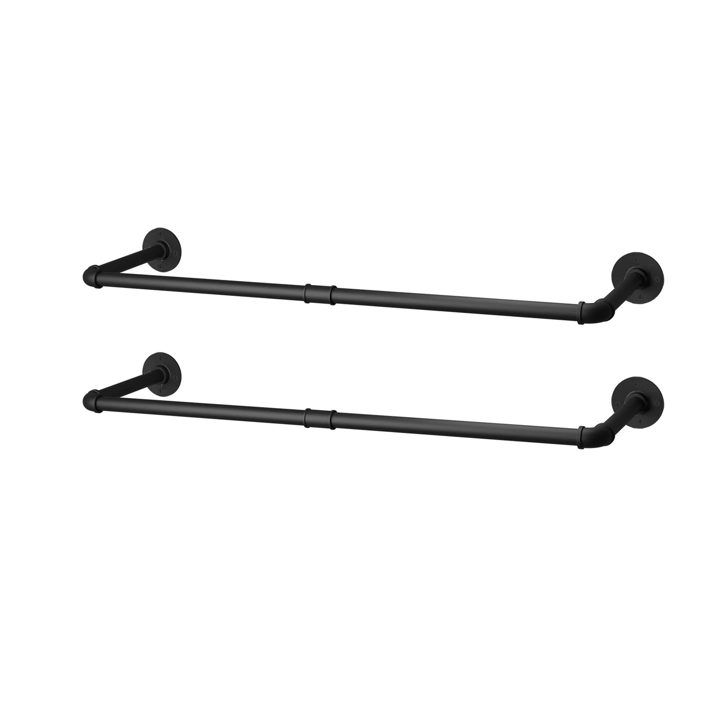 Pack Of 2 Industrial Pipe Clothes Rail Rack Wall Mounted