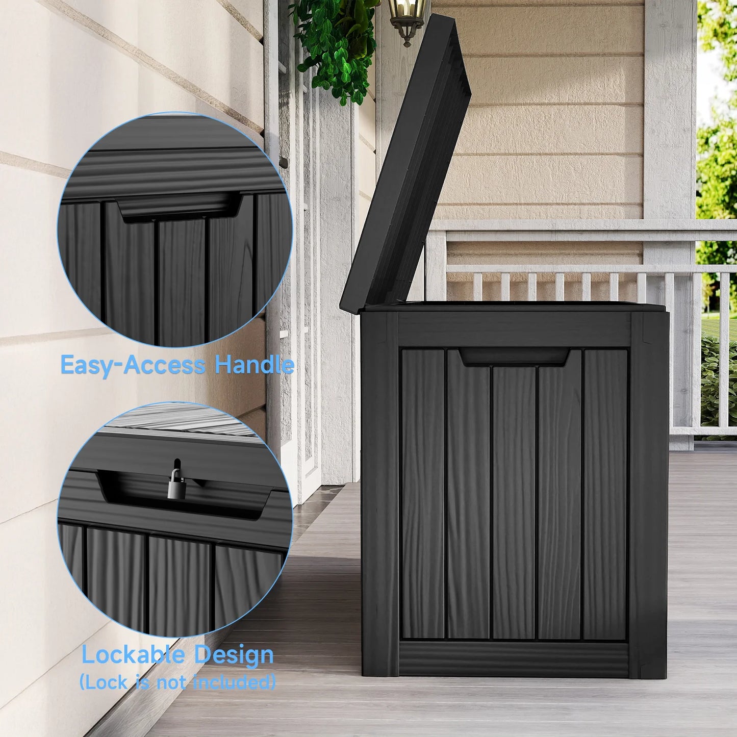 Waterproof Outdoor Resin Deck Box Lockable For Patio Storage