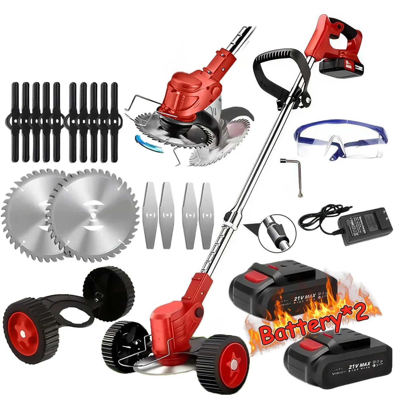 Cordless Lawn Trimmer Edger Mower Brush Cutter For Garden