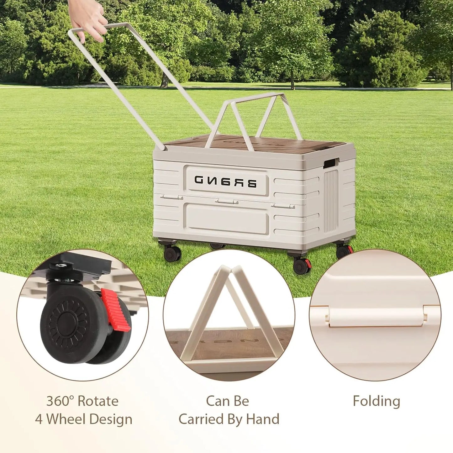 360 Degree Rotating Foldable Storage Cart With Silent Wheels