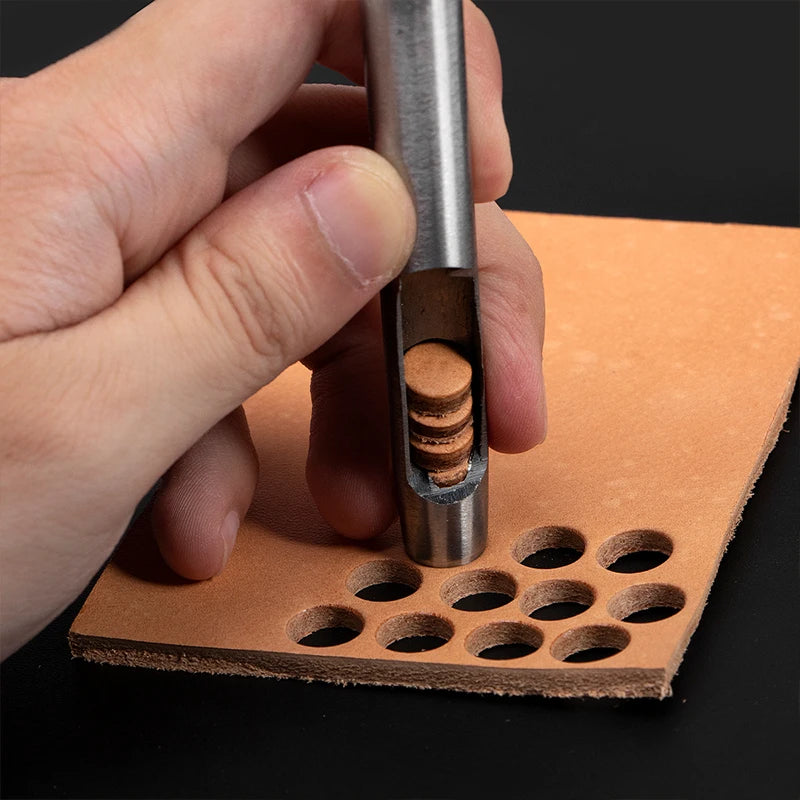 Hollow Punch Set Round Hole Punch Tool For Leather Craft Carbon Steel