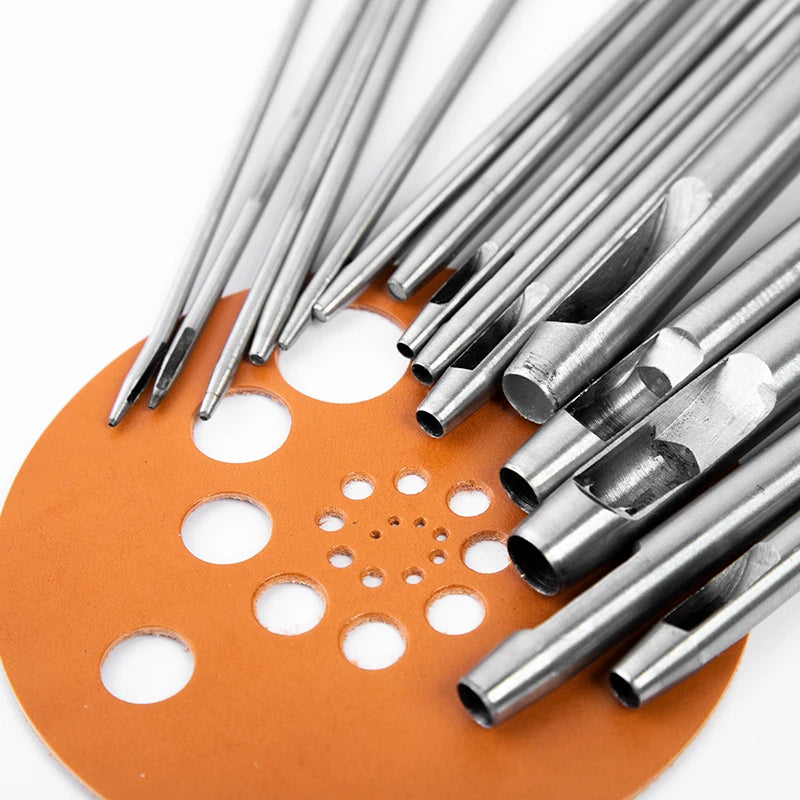 Hollow Punch Set Round Hole Punch Tool For Leather Craft Carbon Steel