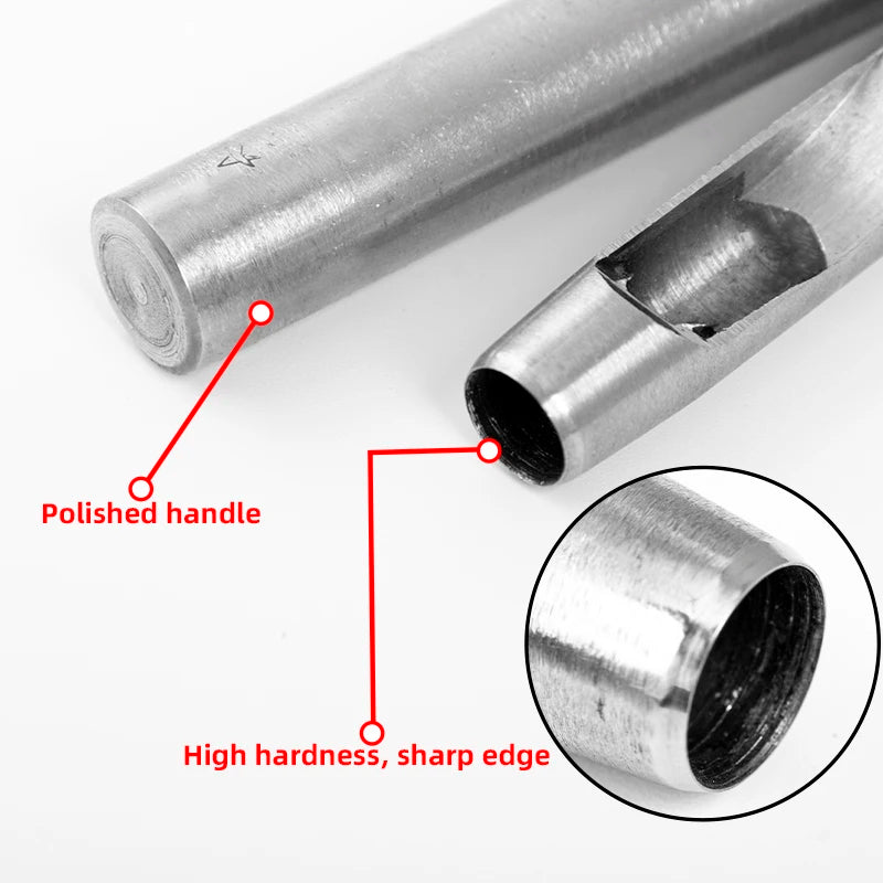 Hollow Punch Set Round Hole Punch Tool For Leather Craft Carbon Steel