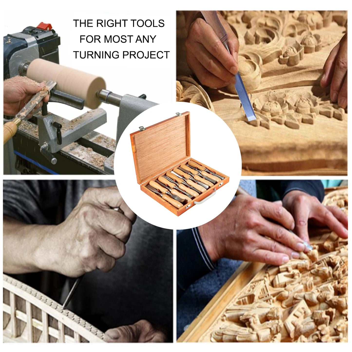 SucceBuy Wood Carving Chisel Set for Lathe and Woodworking Tools