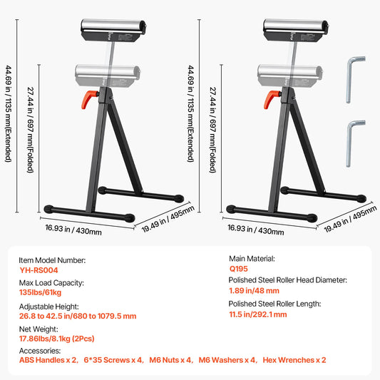 SucceBuy Adjustable Height Roller Stand With Eleven Point Five Inch Roller
