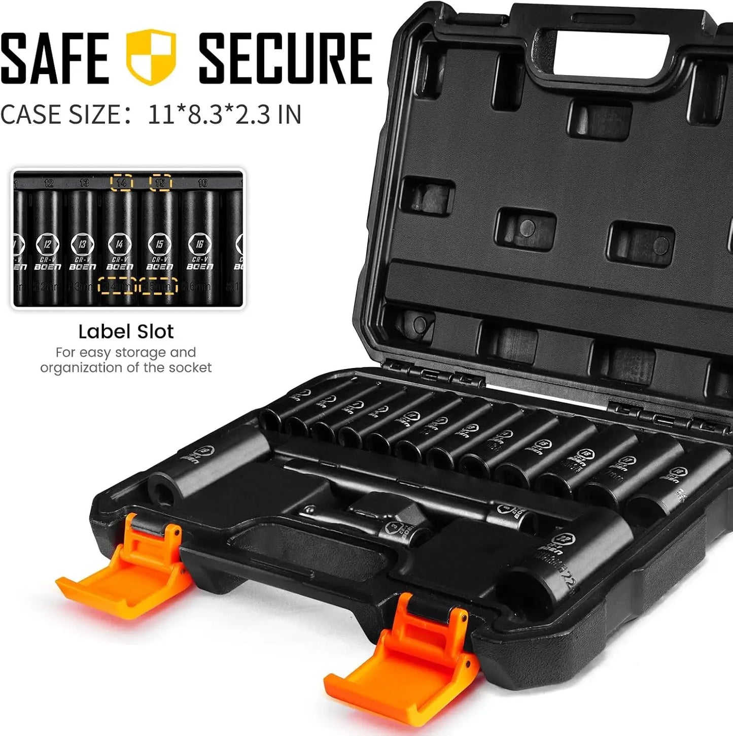 Boen Metric Socket Set 16-Piece Cr-V Steel With Case