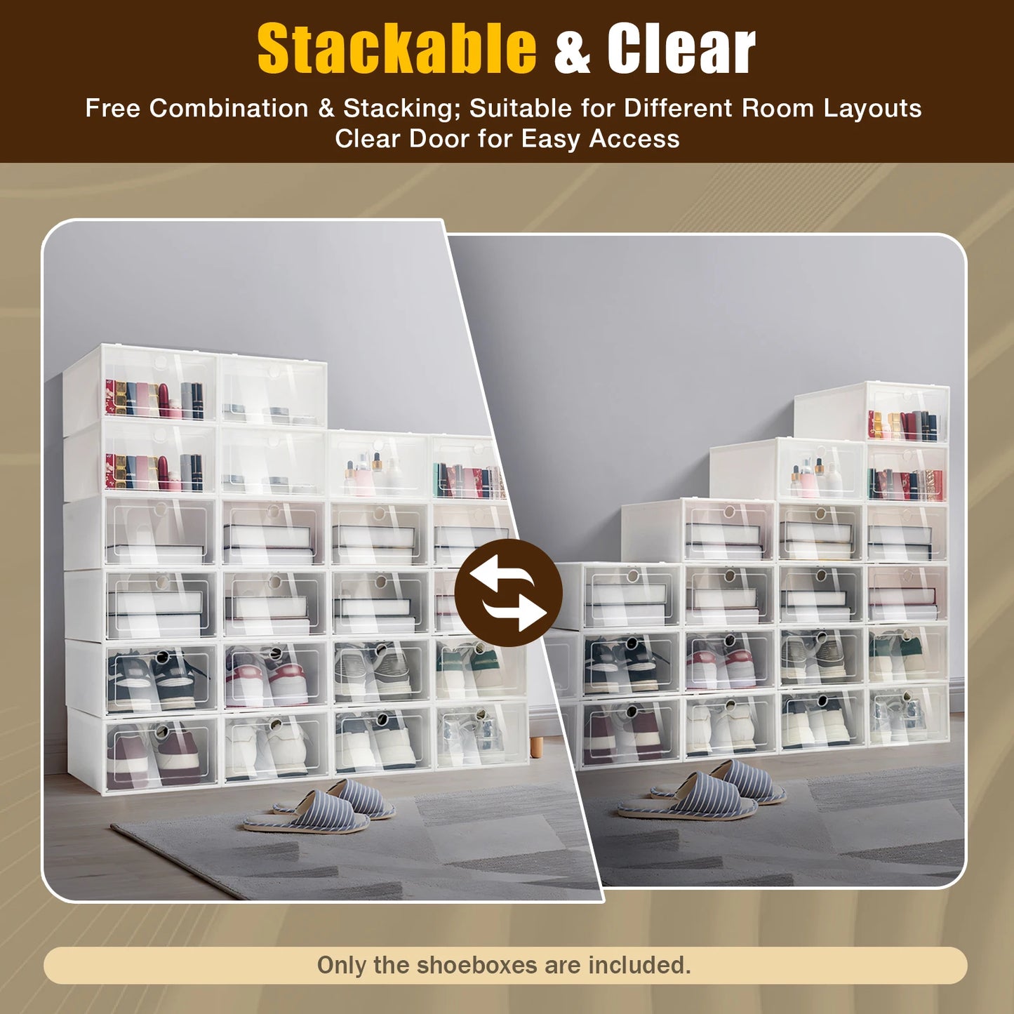 Transparent Shoe Boxes 24 Piece Set Stackable Organizer