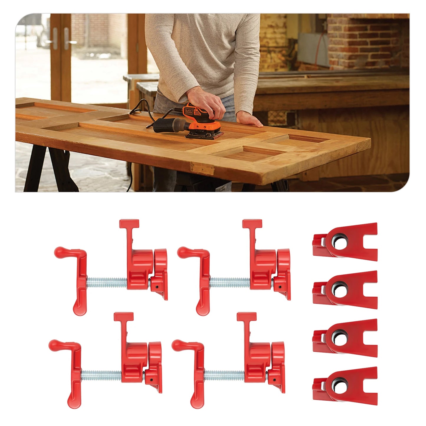 PRO Cast Iron Wood Gluing Pipe Clamp Set 4 Pack