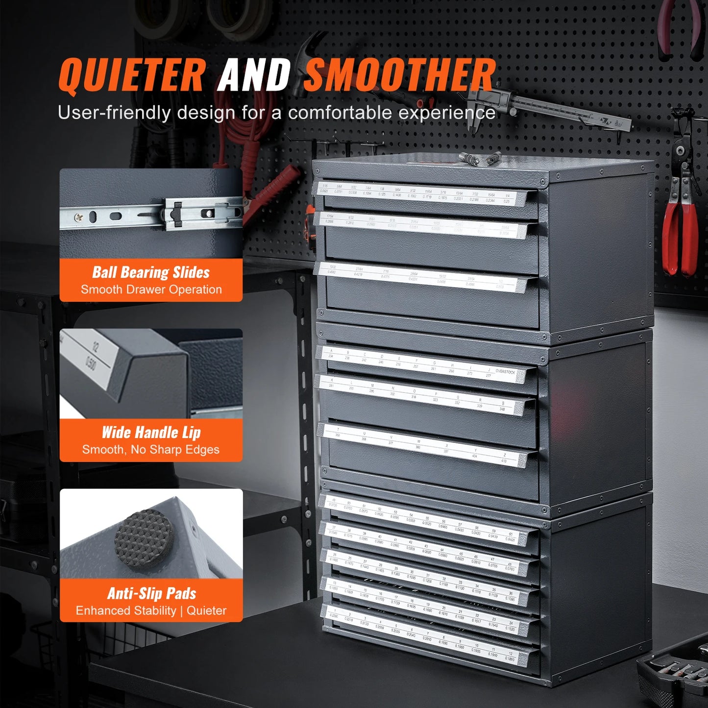SucceBuy Drill Bit Dispenser Cabinet Three Drawer Organizer Steel Storage