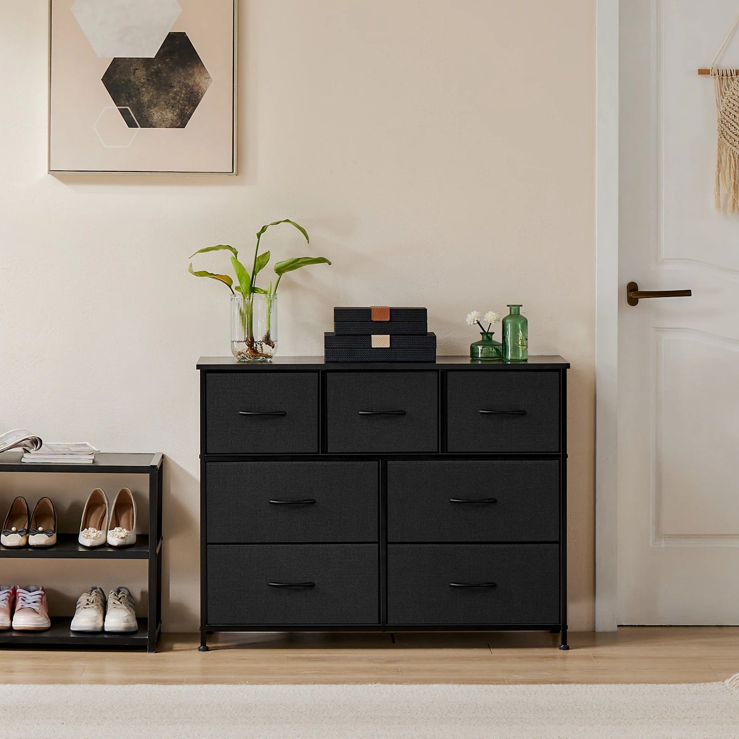 JHK Dresser With Seven Fabric Drawers For Bedroom Living Room