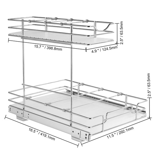 SucceBuy Pull Out Cabinet Organizer Chrome Plated Roll Out Drawers