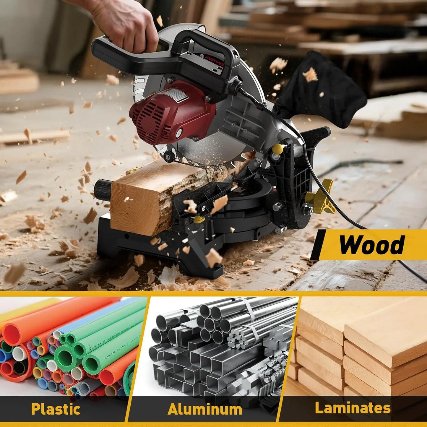 Compound Miter Saw Single Bevel 15-Amp 0-45 Left Multi Material