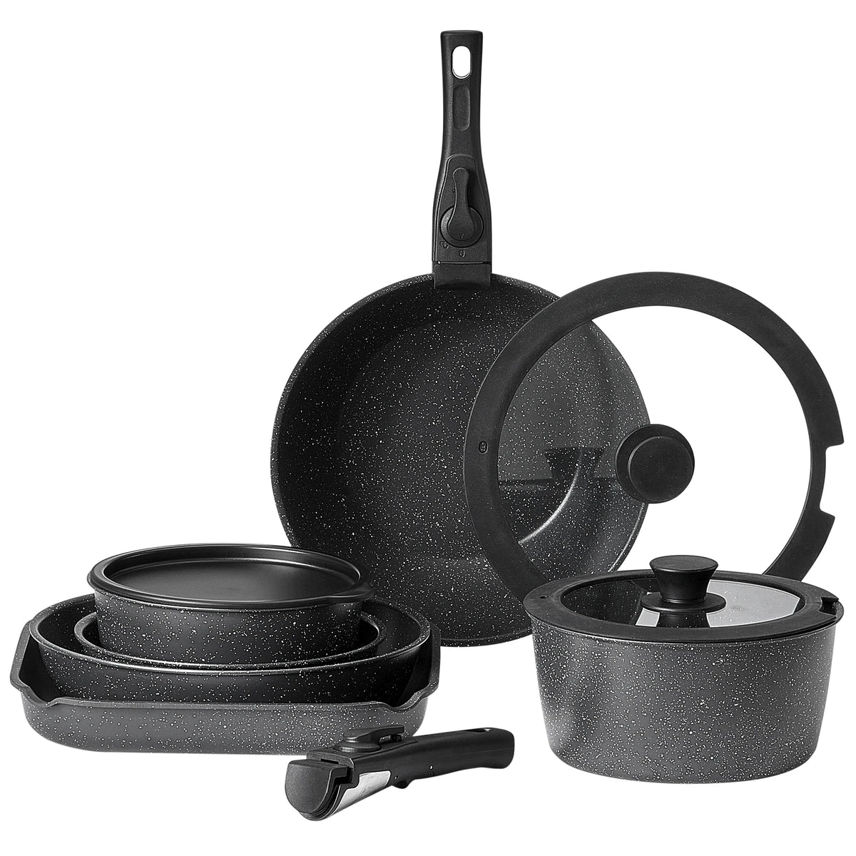 Vevor Nonstick Induction Cookware Set With Tempered Glass Lid