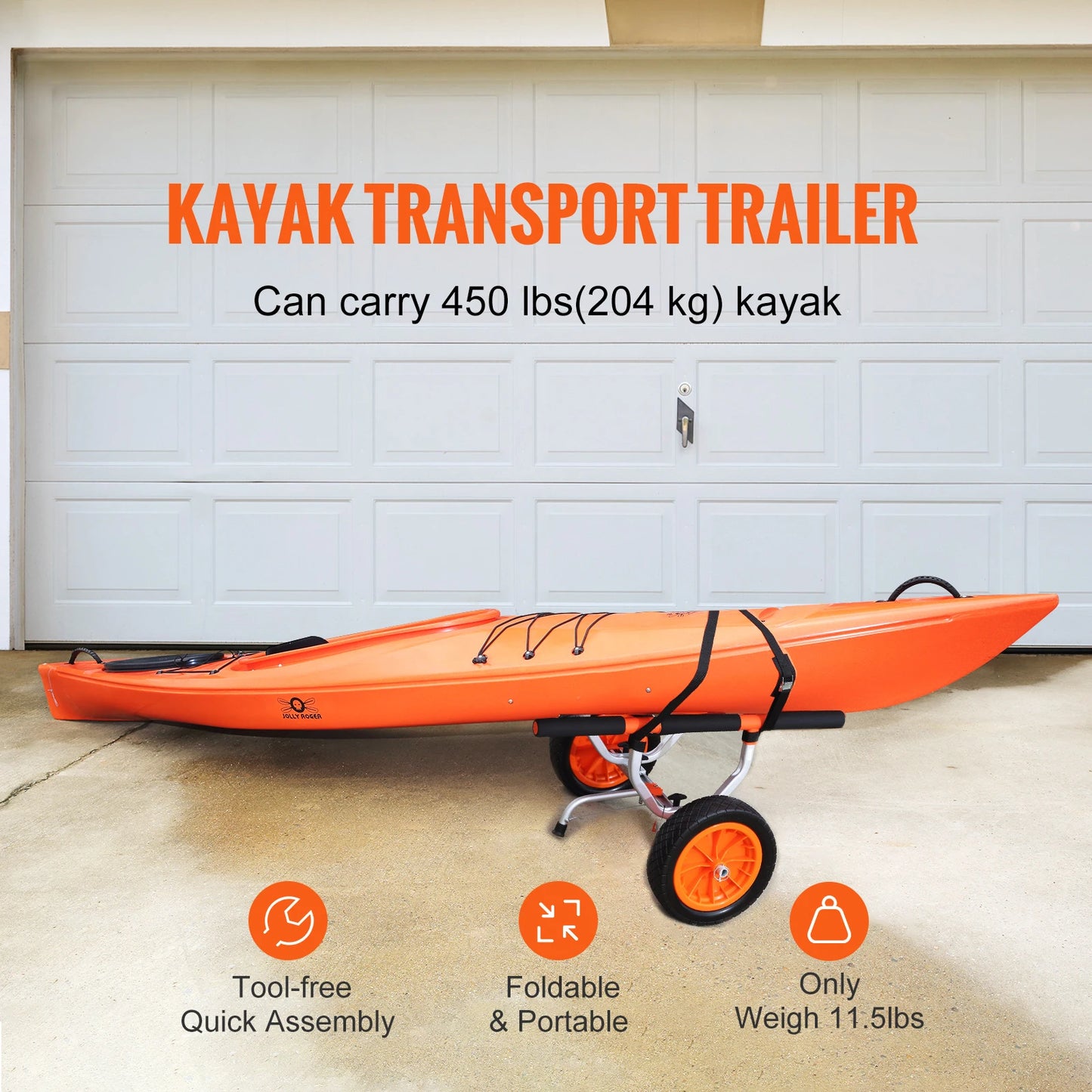 SucceBuy Kayak Cart 450lbs Detachable Canoe Trolley For Paddleboards