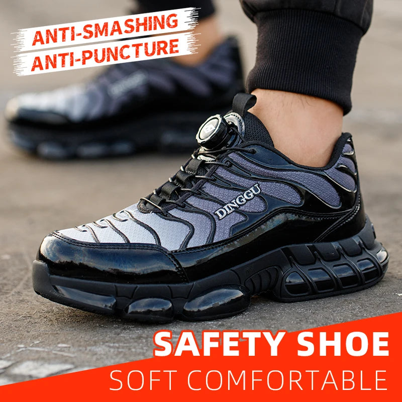 Puncture-Proof Lace-Up Safety Shoes For Men With Steel Toe