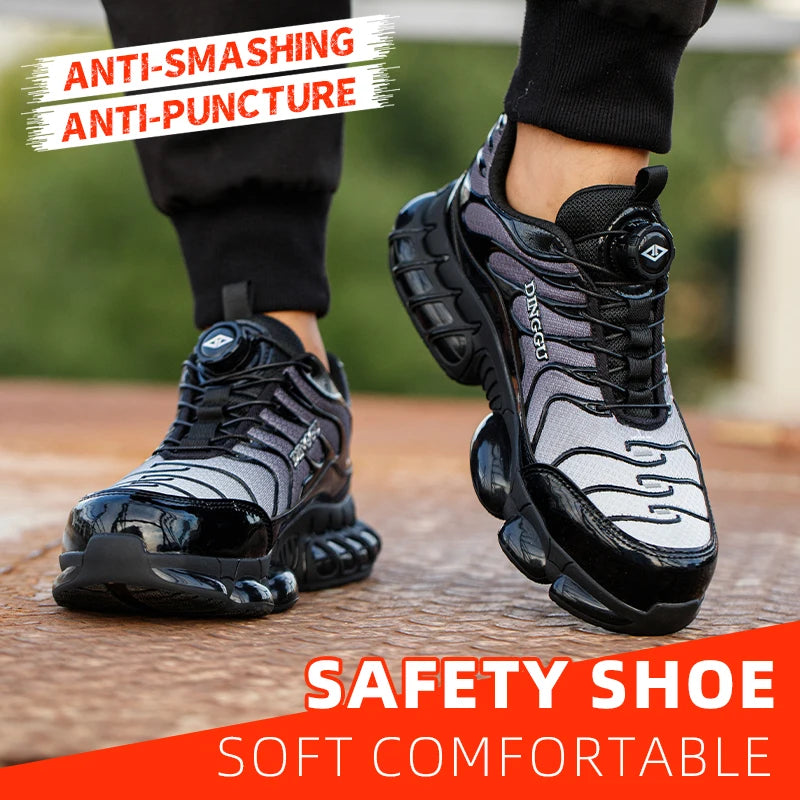 Puncture-Proof Lace-Up Safety Shoes For Men With Steel Toe