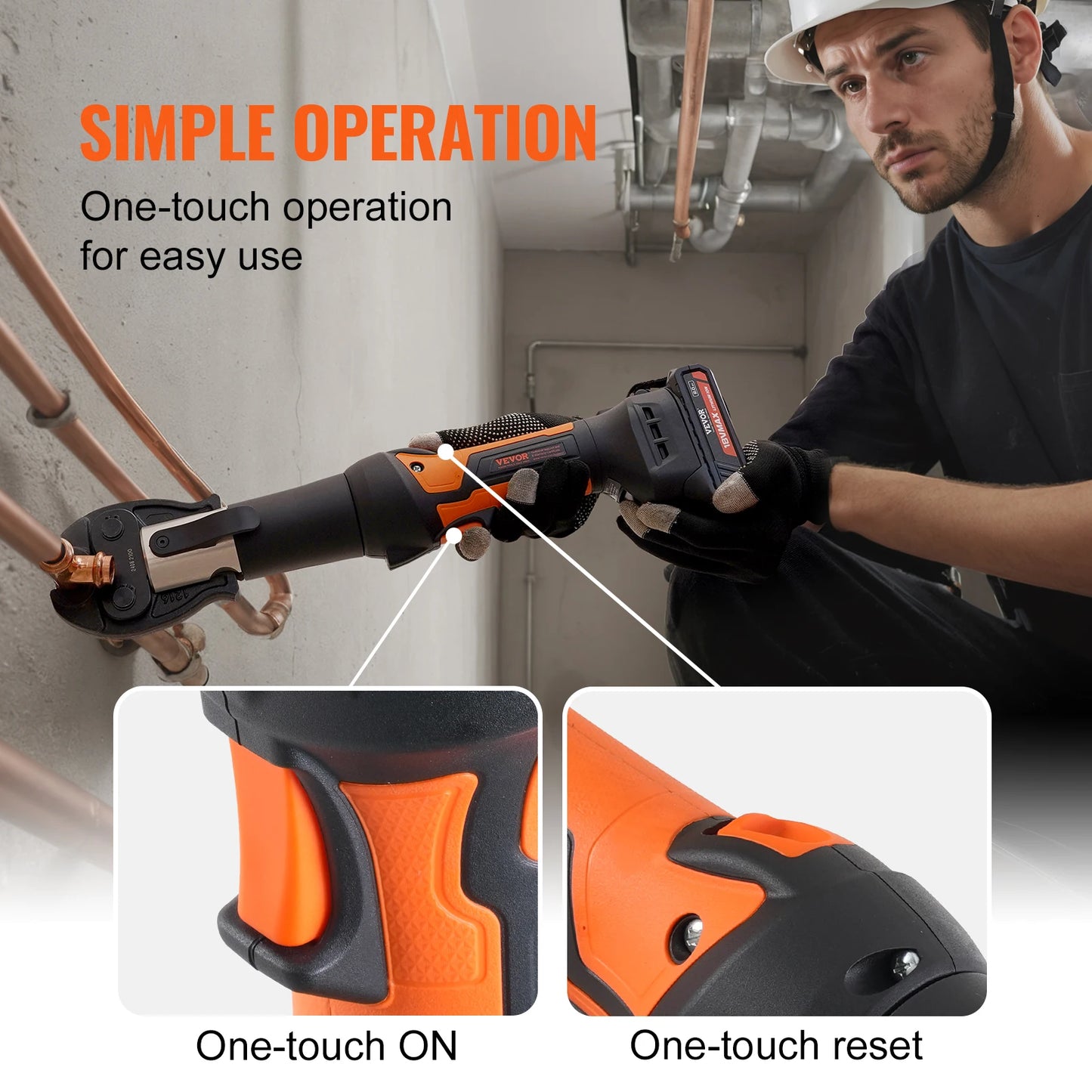 SucceBuy 18V Electric Pipe Crimping Tool Half Inch To One Inch Copper Pipes
