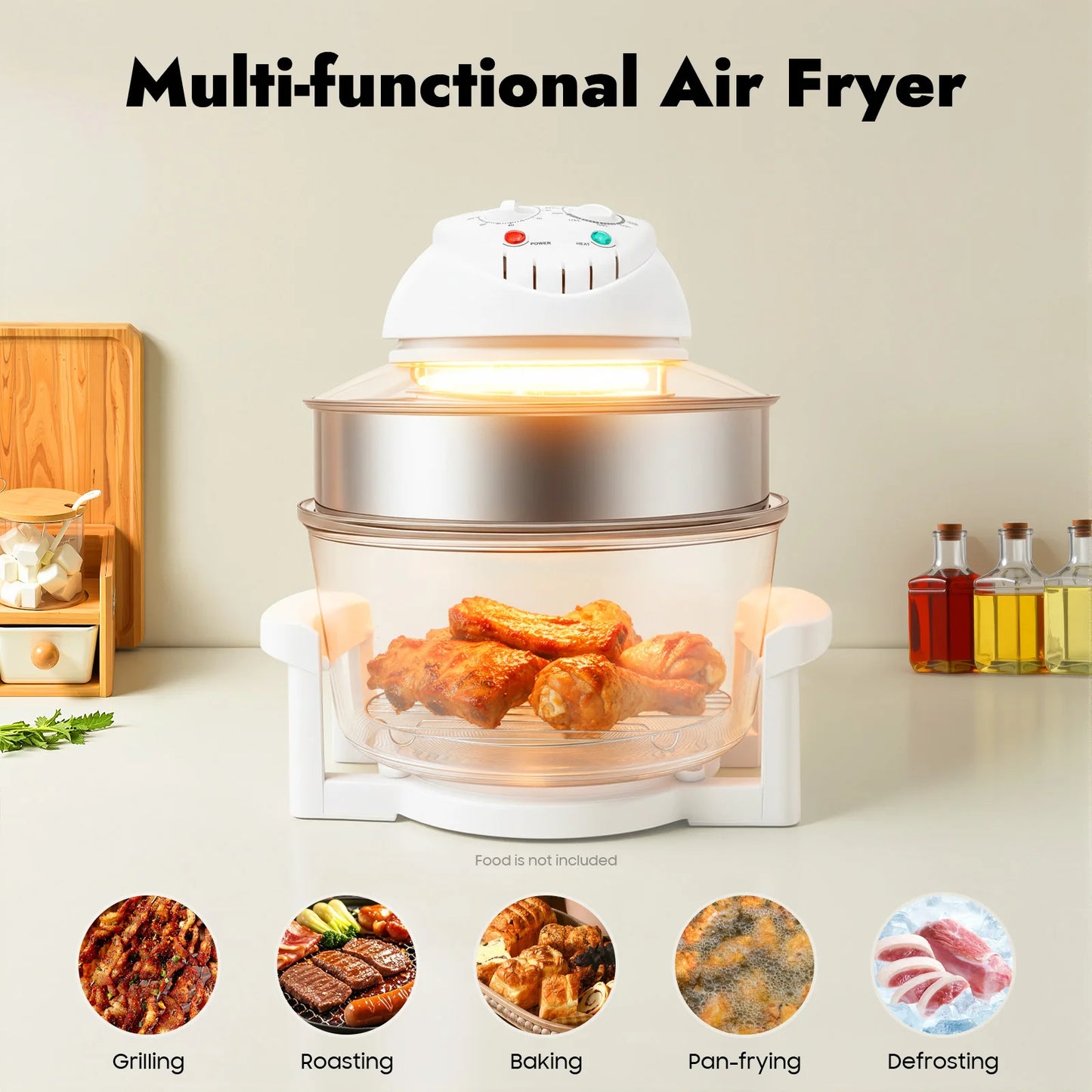 Visual Air Fryer 1200W Hot Air Circulation Oil Free Cooker