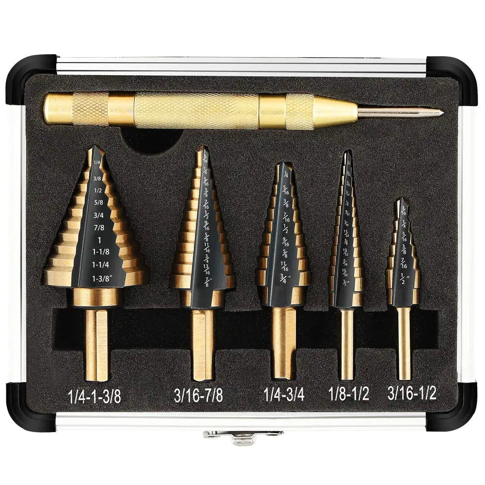 Meyoutown Step Drill Bit Set 5 Piece Titanium Coated HSS