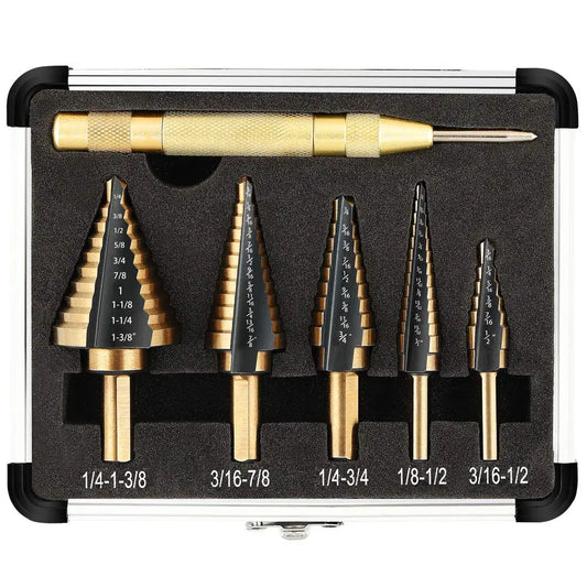 Meyoutown Step Drill Bit Set 5 Piece Titanium Coated HSS