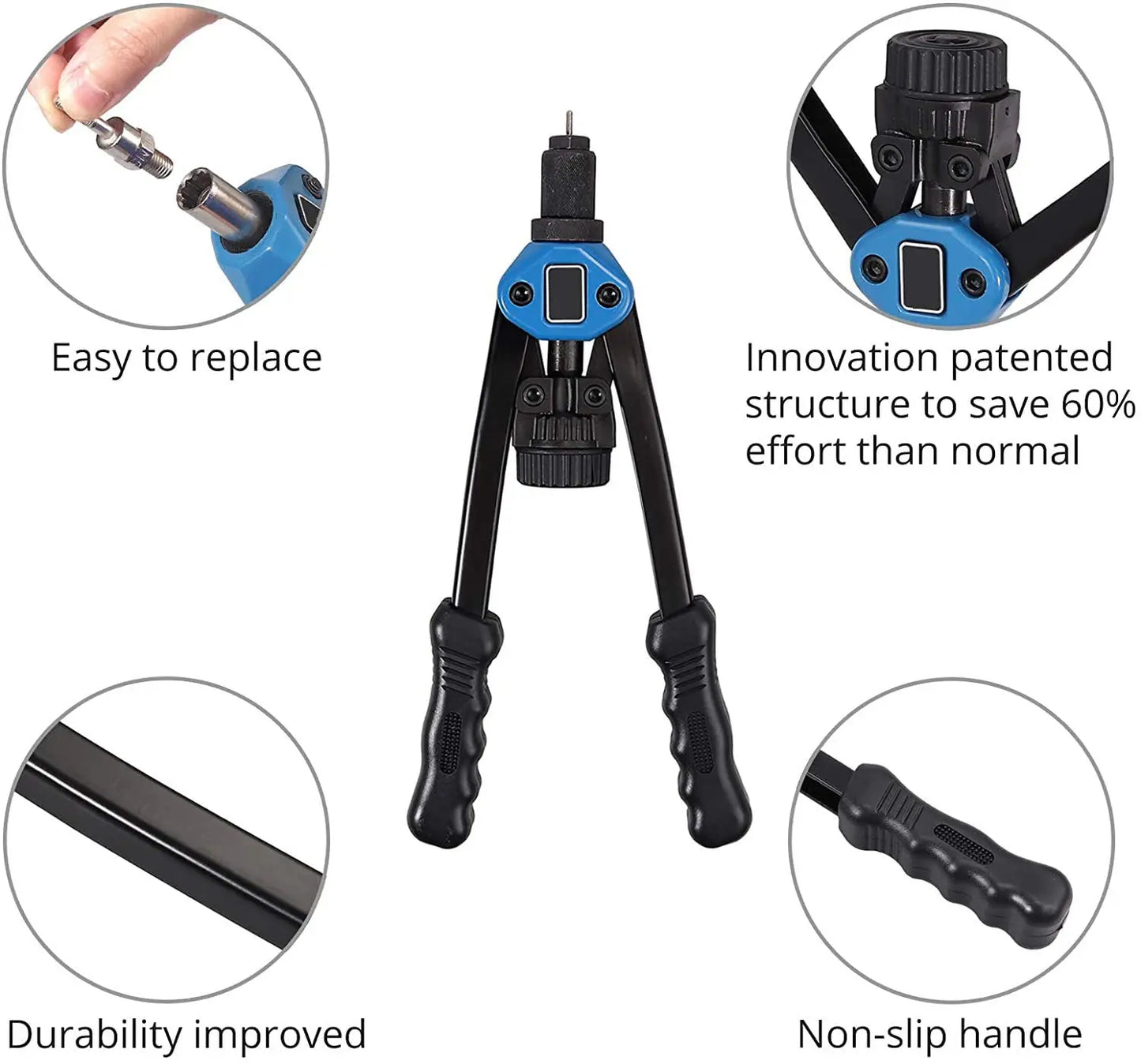 MEYOUTOWN Rivnut Tool Set Hand Riveter With 11 Mandrels