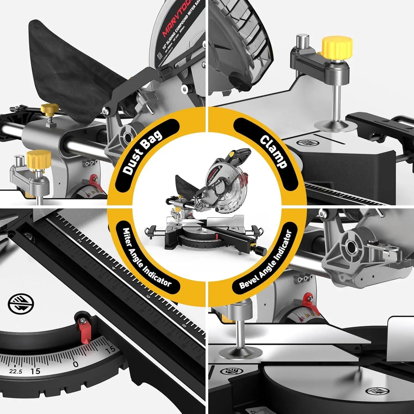 Marvtool JS-1207C3 Sliding Compound Miter Saw 15 Amp