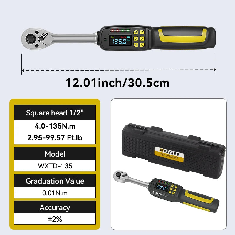 Waxtron Digital Torque Wrench With Two Percent Accuracy For Auto