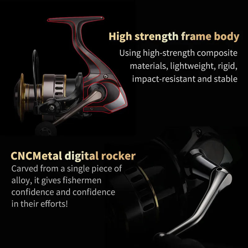 He1000-7000 Series Two Hand Rotating Fishing Reel Aluminum Body Left Right