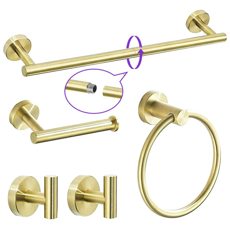 5 Piece Bathroom Accessories Set Stainless Steel Hardware Towel Bar Set