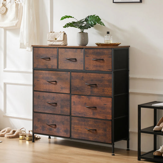 JHK Fabric Storage Dresser With 9 Drawers Wardrobe Organizer