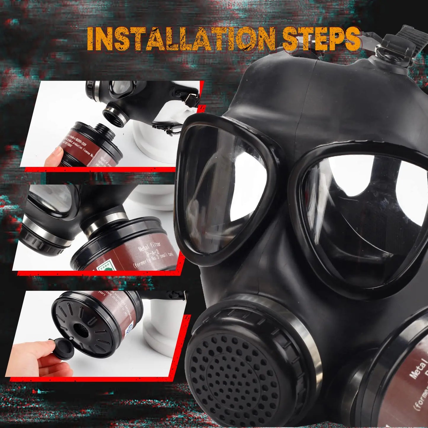 Full Face Gas Mask With Activated Carbon Filter For Protection
