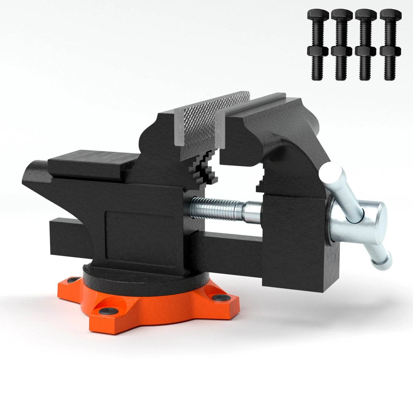 SucceBuy Bench Vise With Swivel Base And Anvil Multipurpose Heavy Duty Cast Iron