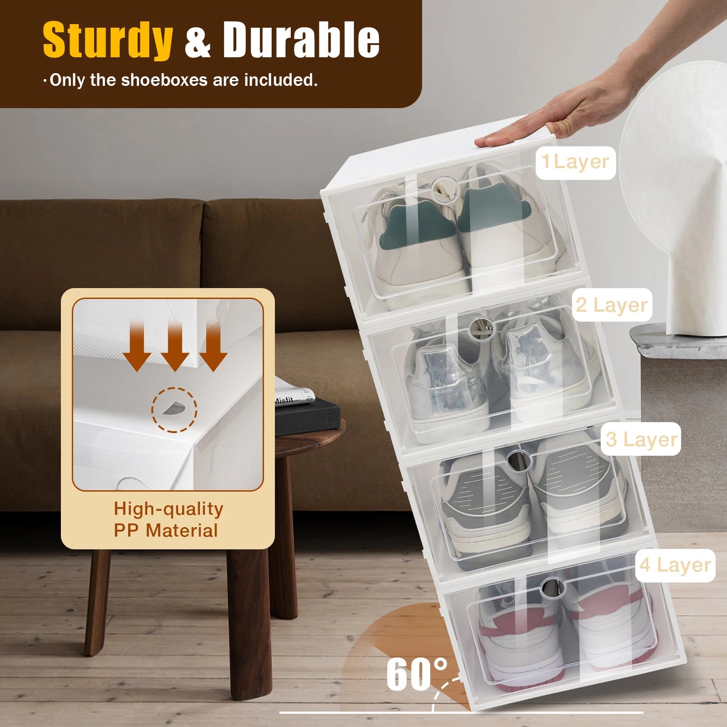 Transparent PP Shoe Box Set 24pcs Stackable Organizer