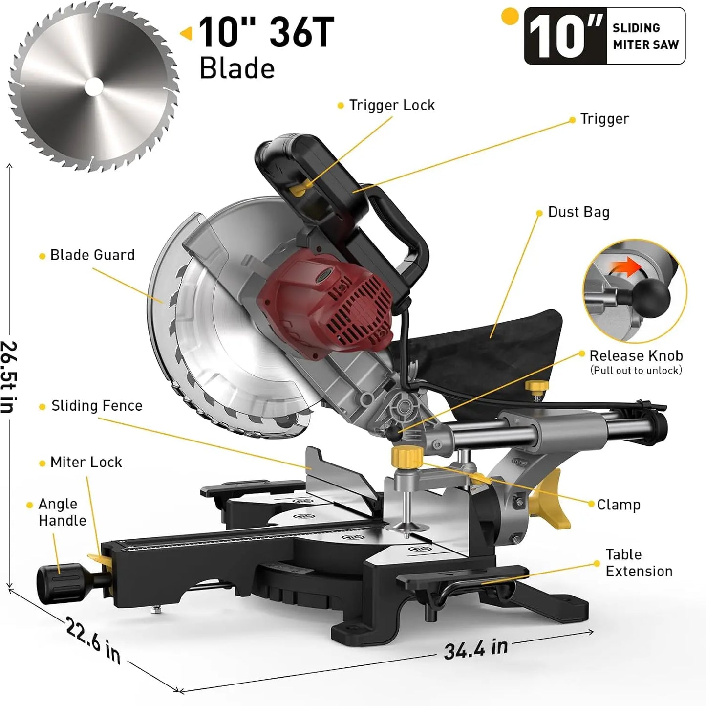 Marvtool Compound Sliding Miter Saw 5 Amp 0 To 45 Bevel