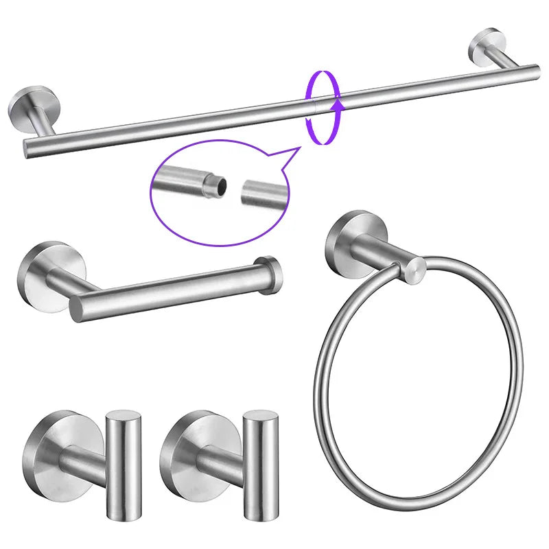 Brushed Gold 5-Piece Bathroom Hardware Set Stainless Steel