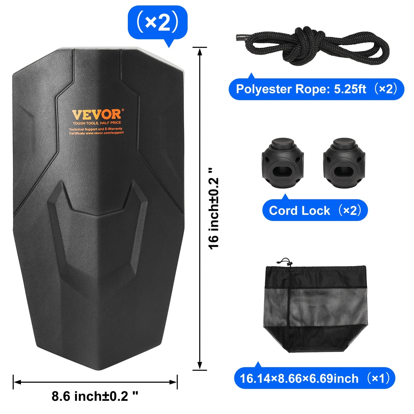 SucceBuy Inflatable Ribbed Dock Fender With Center Holes