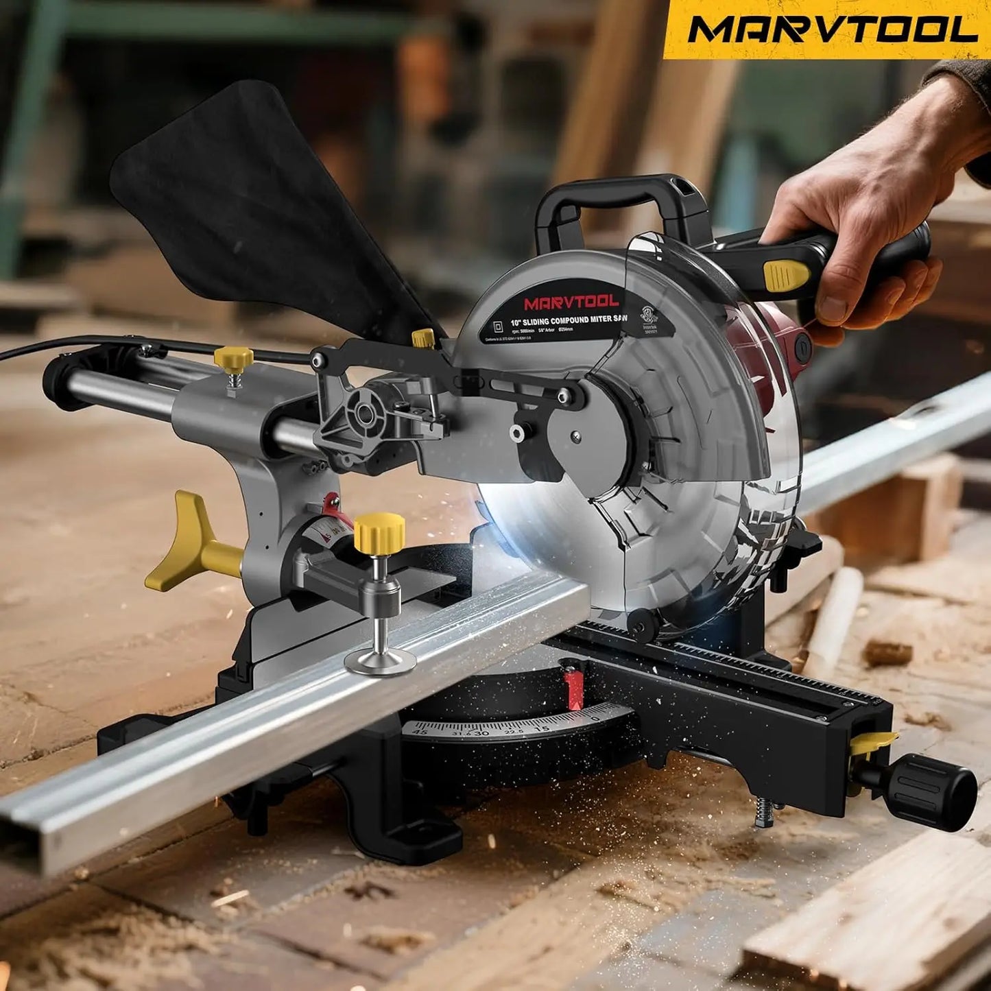 Marvtool Compound Sliding Miter Saw 5 Amp 0 To 45 Bevel