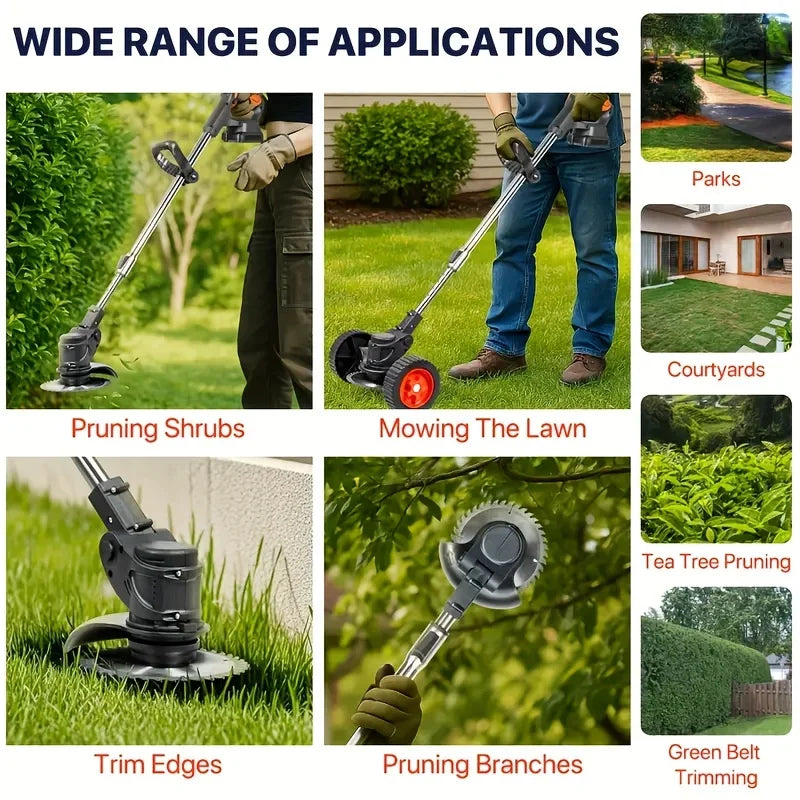 Wireless Portable Weed Trimmer With Dual Battery For Lawn Care