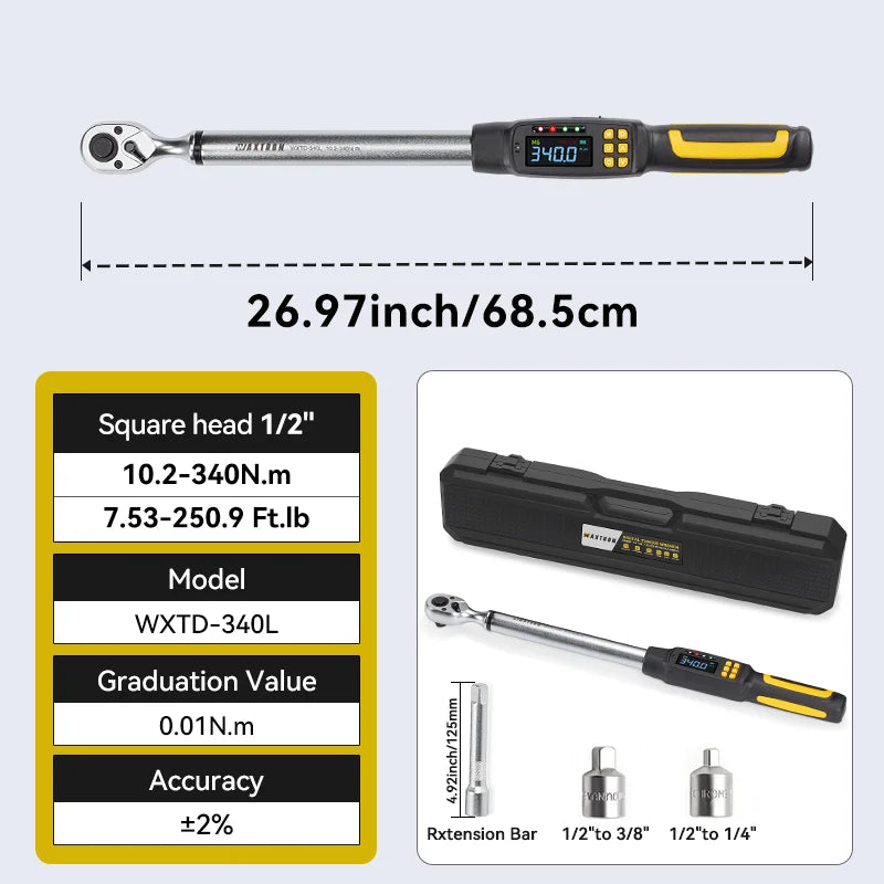 Waxtron Digital Torque Wrench With Two Percent Accuracy For Auto