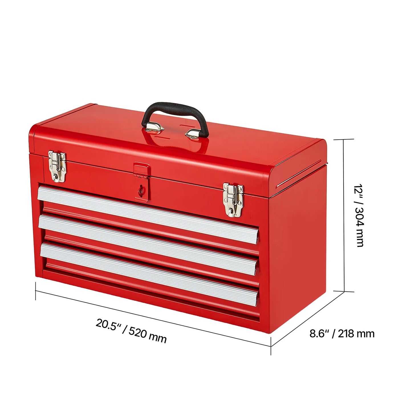 SucceBuy 3-Drawer Metal Tool Box With EVA Liners For Garage