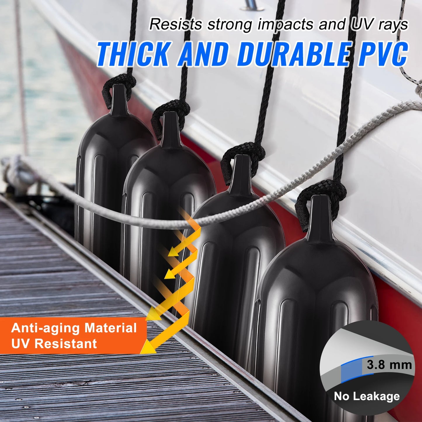 SucceBuy Inflatable Ribbed Dock Fender With Center Holes