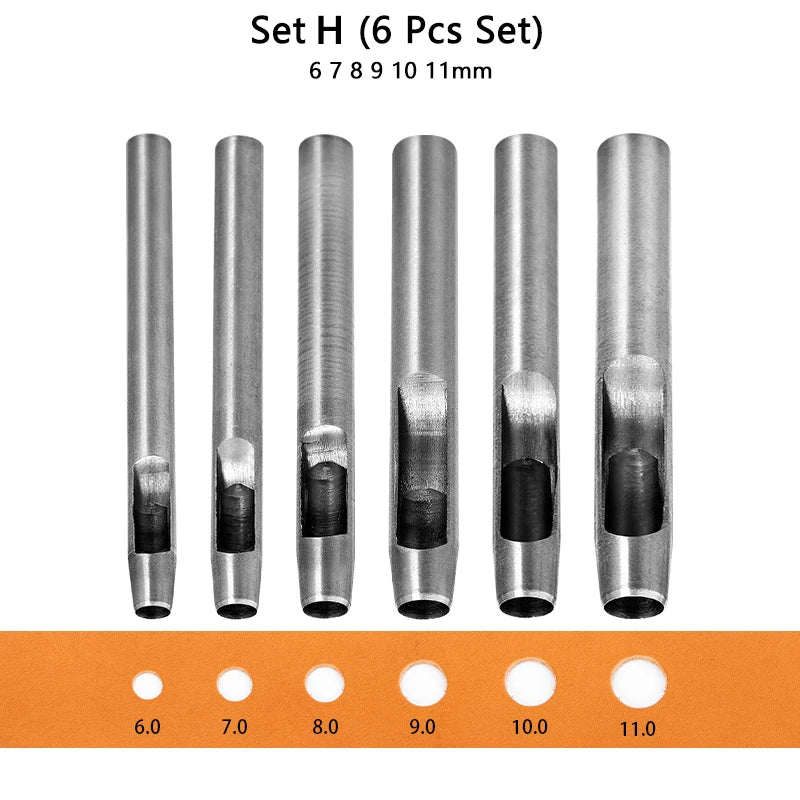 Hollow Punch Set Round Hole Punch Tool For Leather Craft Carbon Steel