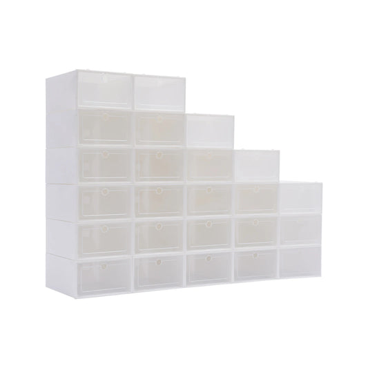 Transparent Shoe Boxes 24 Piece Set Stackable Organizer