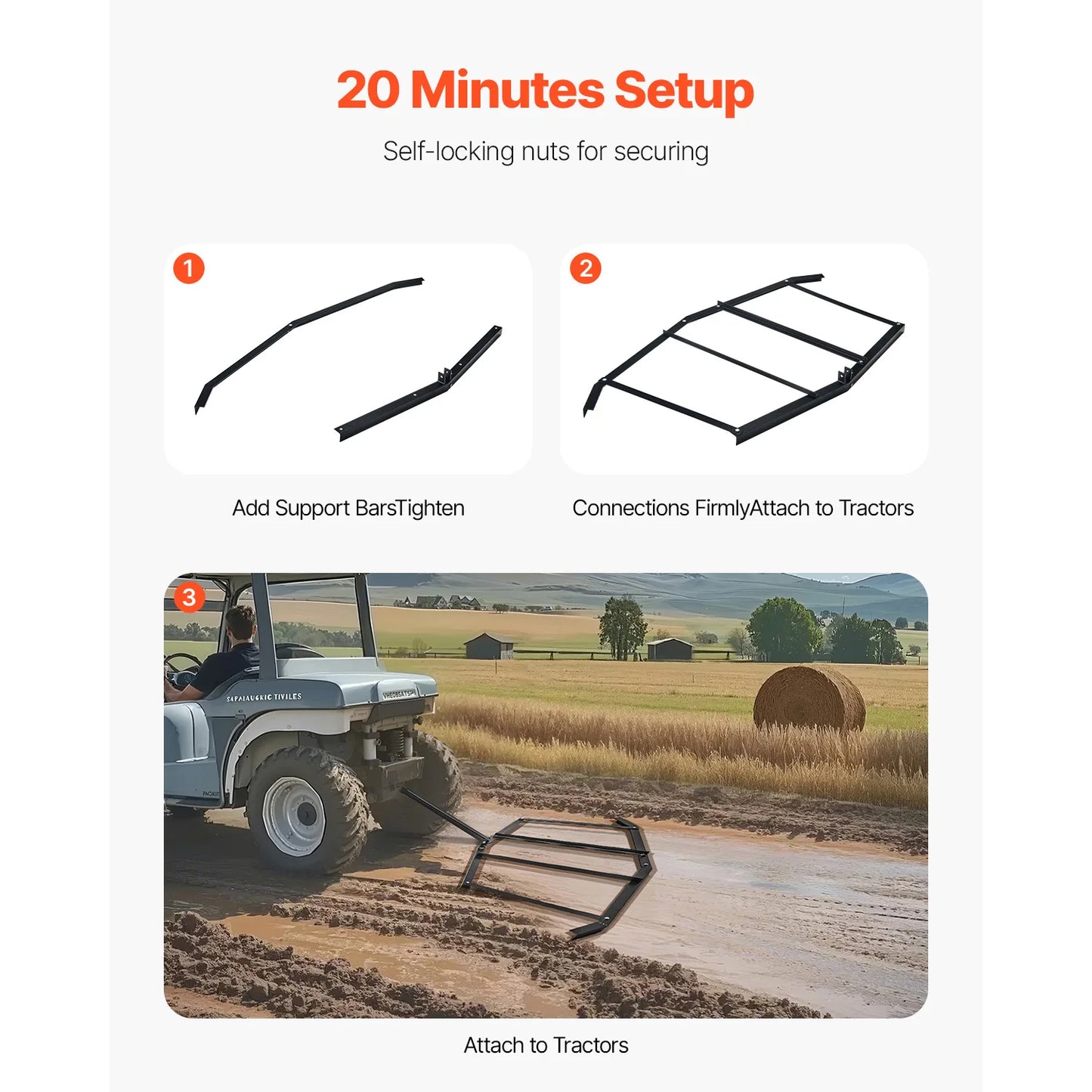 SucceBuy Drag Harrow Tow Behind Driveway Grader With Pin Hitch
