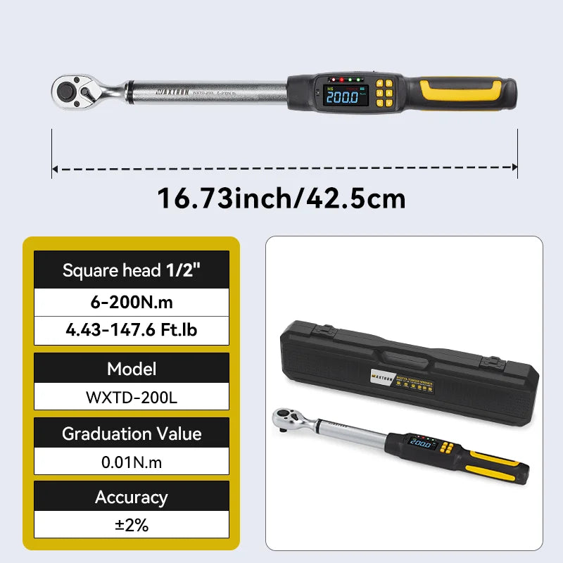 Waxtron Digital Torque Wrench With Two Percent Accuracy For Auto