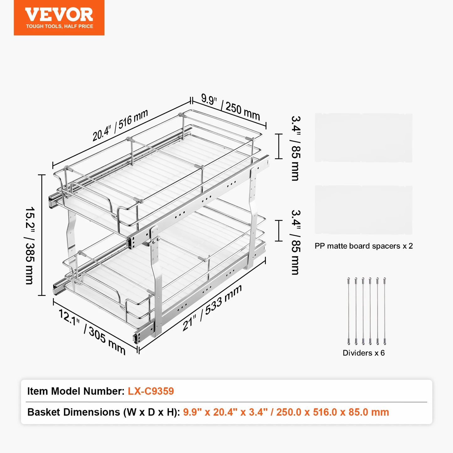 VEVOR Pull Out Cabinet Organizer Heavy Duty Pantry Shelves