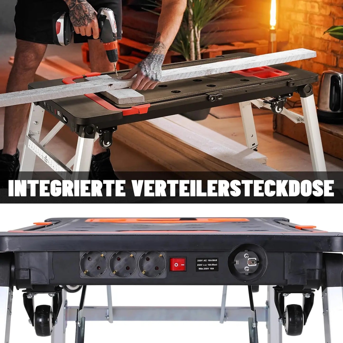 7 In 1 Portable Folding Workbench Sawhorse Table 440 Lbs Capacity