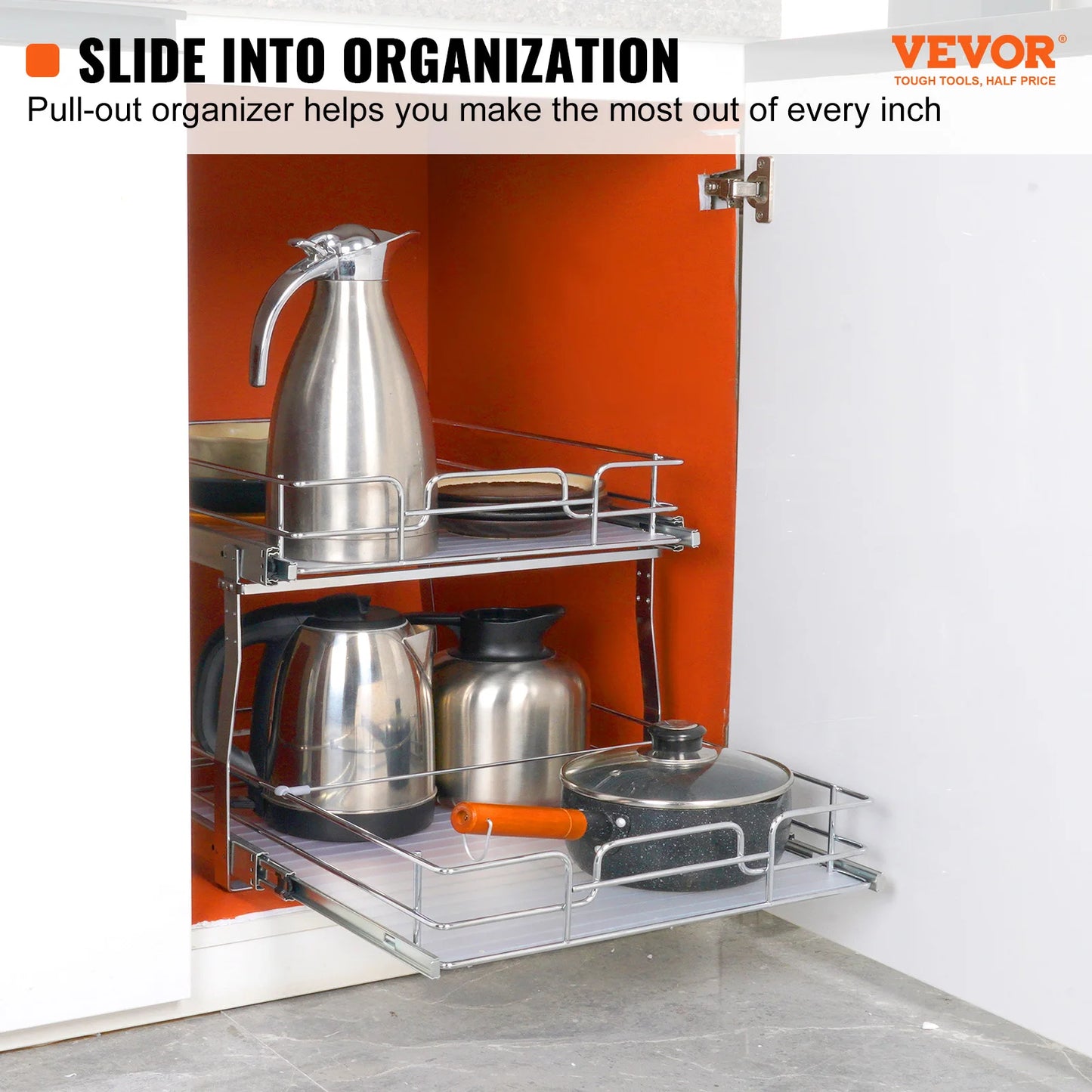 SucceBuy Pull Out Cabinet Organizer Chrome Plated Roll Out Drawers